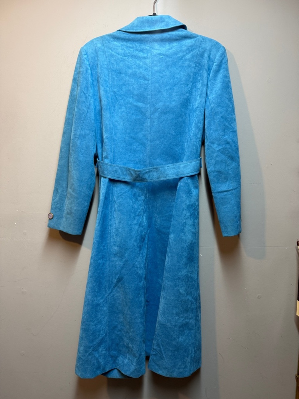 Ultra Suede -Vintage - Turquoise Blue Women's Suede Trench Coat size 12 - Picture 2 of 4